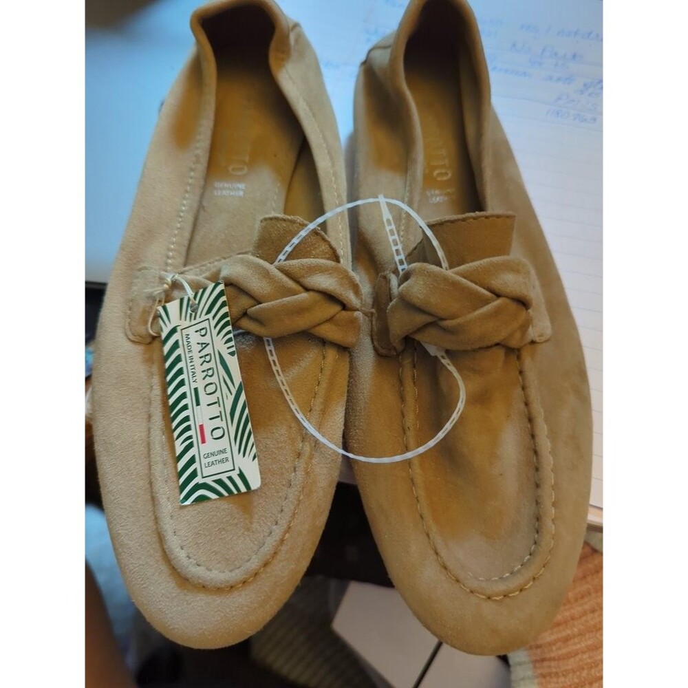 Women Parrotto Made in Italy Gen Lthr Suede Loafers with Braided Detail - Sz,8
